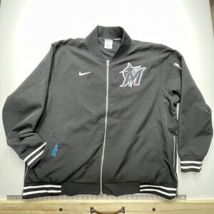 Nike Men's Miami‎ Marlins Baseball Bomber Jacket 4XL Black Authentic Collection